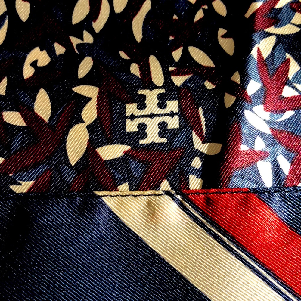 Tory Burch silk reversible infinity scarf.